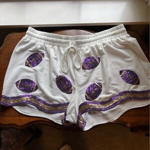 Mary Square Shorts with Purple Sequin Accents XL NWT